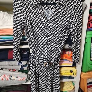 Chaps Monochrome Geometric Print Dress